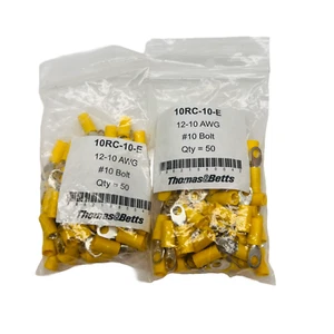 Terminal de crimpado de anillo T&B Thomas & Betts 10RC-10 Sta-Kon #10 perno 12-10 AWG paquete/100 - Imagen 1 de 2