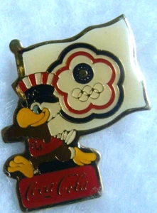 VTG RARE 1980 Coca-Cola Olympics 1” Pin Chinese Taipei Flag - Sam the Eagle Pin - Picture 1 of 4