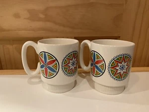 VTG Pfaltzgraff Colorful Pennsylvania Dutch Barn Hex Sign Coffee (2) Mugs - Picture 1 of 5