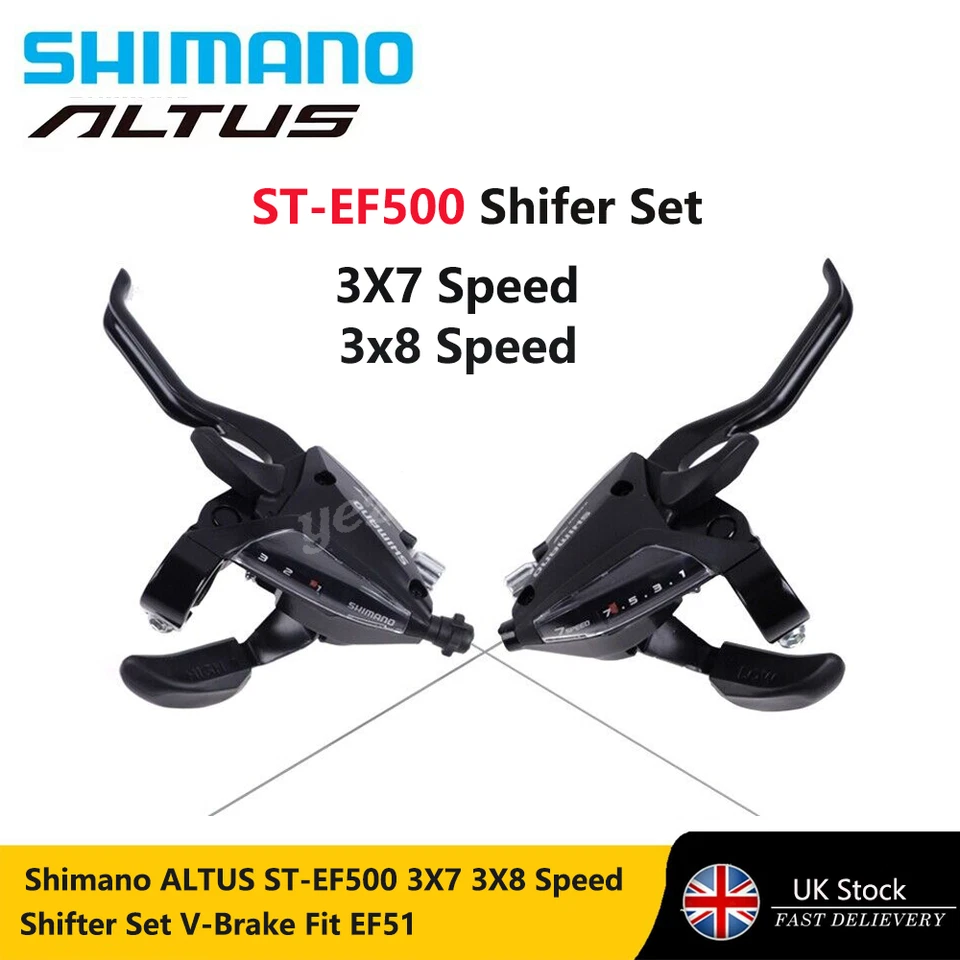 SHIMANO ST-EF500 Shifter Set 3X7 3X8 Speed V-Brake Lever Fit ST-EF51 Bike MTB - Image 1 of 4