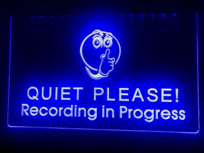 QUIET PLEASE Neon LED light Sign recording music radio studio size 12 x 8 in - Image 1 of 4