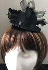 Small Women’s Top Hat Black Feathered Hair Clip Lace Bow Decor Top Hat