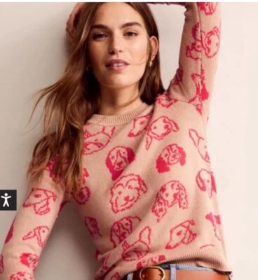 Suéter Boden Jacquard Jaspeado Estampado Perro 152 Nuevo con Etiquetas M Foto 1 de 4