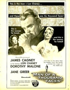 L'uomo dai mille volti VINTAGE 1957 rivista pubblicità/poster film, James Cagney - Foto 1 di 1