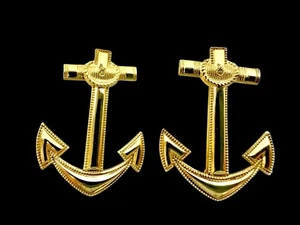 Vintage WWII U.S. Navy Officer Insignia 10k Gold Filled Anchor Pins Set Of 2 - Picture 1 of 13