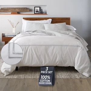California King Duvet Cover (3 Pcs), 100% Cotton Percale, King/Cali King, Bre... - Picture 1 of 8