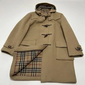 Burberry Nova Check Duffle Coat, Melton Wool with Buffalo Horn, Camel - Picture 1 of 24