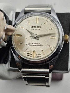 Vintage Herren Lucerne de Luxe Swiss Handaufzug Armbanduhr 1 Juwel - Bild 1 von 8