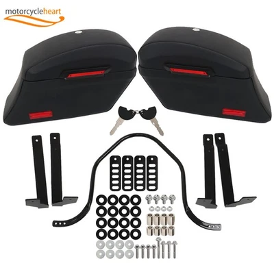 Universal Hard Saddle Bag + Heavy Duty Mounting Kit For Honda Yamaha Motorcycle Foto 1 de 4