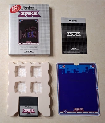 Vectrex Spike komplett CIB Videospiel Cartridge Handbuch Overlay 1983 Vintage - Bild 1 von 4