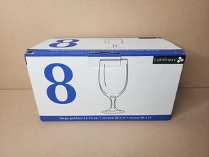Luminarc Set Of 7 Large Goblets Glasses In Box 15.75 Oz Made In USA - Picture 1 of 9