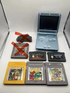 Gameboy Advance Sp Console Arctic Blue Ags-001 Pal + 5 Games + Pouch - Tested - Foto 1 di 10