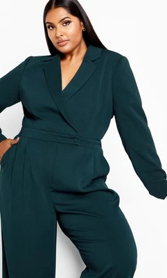 CITY CHIC S 16 Aurelia Emerald Jumpsuit**BNWT** - image 1 of 4