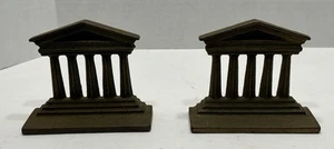 Antique Cast Iron Roman Greek Five Column Pilar Bookends Set B - Picture 1 of 12