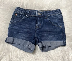 Hudson Jean Shorts Size 12 Youth Girls Stretch Medium Wash Blue Denim Roll Cuff - Picture 1 of 13