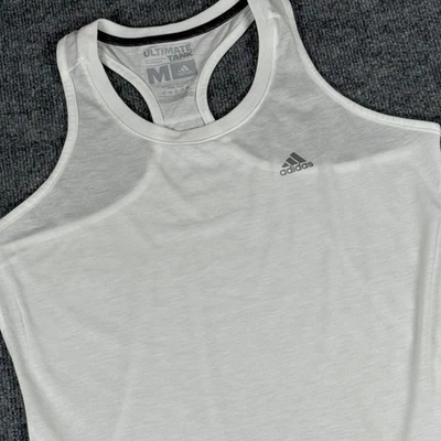 Camiseta sin mangas Adidas Ultimate para mujer blanca ClimaLite espalda deportiva mediana gimnasio Foto 1 de 4