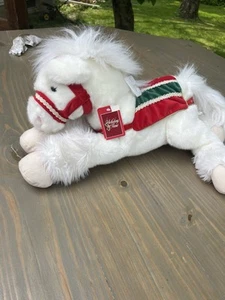 Vintage 1999 Common Wealth weißes Weihnachtspferd Pony weiß mit Sattel & Braut - Bild 1 von 6