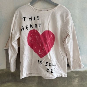 ZARA Kids Long Sleeve Shirt with Red This Heart Is Sold Out Size 3/4 - Picture 1 of 4