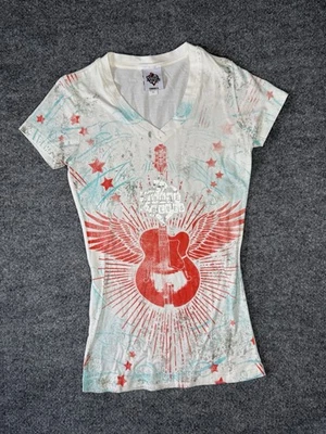 House Of Blues Anaheim v-образным вырезом белый графический футболка женский размер маленький - Изображение 1 из 4