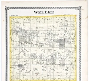 1875 Plat Map WELLER - Township ILLINOIS - Henry County (16x13) ORIGINAL - Picture 1 of 4