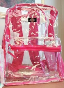 Dickies Backpack Clear Shocking Pink Student School Stadium Concerts - Picture 1 of 17