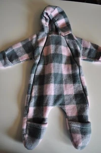 Vintage Baby Girl Carter’s Arctic Fleece One Piece Outerware Pink & Gray Plaid - Picture 1 of 12