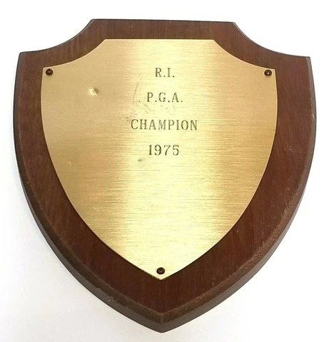 Rhode Island R.I. P.G.A Golf Champion 1975 - Wooden Plaque - RARE Winner Award Cover