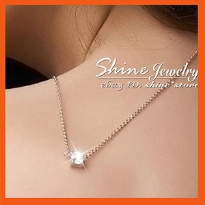 18K GOLD FILLED ROUND 1CT SOLITAIRE SIMULANT DIAMOND CHAIN NECKLACE PENDANT GIFT - Bild 1 von 5