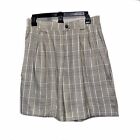 Tail Vintage Twill Cotton Blend Black and White Plaid High Waist Shorts