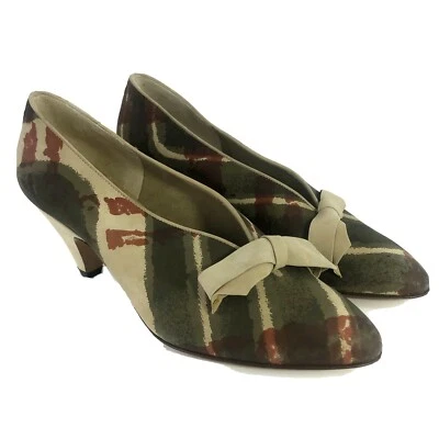 Tacones Casadei Vero Cuoio Verde Oliva Caqui Nairobi talla 9.5 hechos en Italia años 80 Foto 1 de 4