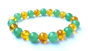 Citrine Green Quartz Beaded Bracelet Healing Fashion Jewelry Gift Energy Chakra - Picture 1 of 2