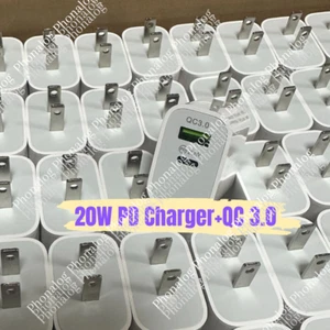 Wholesale Bulk 20W Fast Charger Cube USB C Power Adapter For iPhone iPad Android - Picture 1 of 20