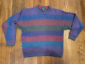 Vtg Colours by Alexander Julian Sweater Men Large 90s Linen Knit Coogi Style 90s - Picture 1 of 11