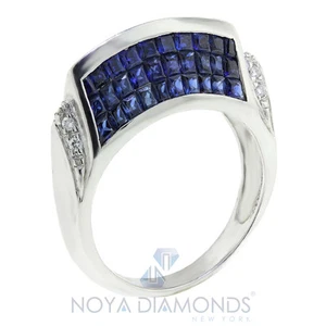 3.15 CARAT NATURAL SAPPHIRE AND DIAMOND COCKTAIL RING SET IN 18K - Picture 1 of 1