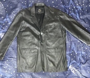 Heeli London Vintage Soft Black Leather Jacket / Blazer Style Size XL - Picture 1 of 5