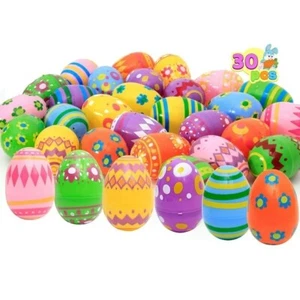 30 Pcs Jumbo Plastic Eggs for Easter Egg Hunt Events and Decoration, 3.15 inch - Picture 1 of 7