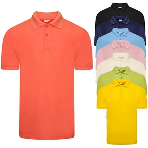 River Road Mens Polo Shirt Short Sleeve Plain Pique T Shirt Summer Top Basic New