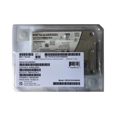 Original Sealed packaging Intel D3-S4610 Series SSDSC2KG480G801 480GB 2.5" SSD - Image 1 of 4