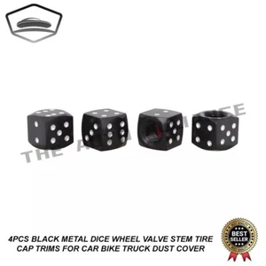 4PCS Black Metal Dice Wheel Valve Stem Tire Cap Trims For Car Truck Dust Cover - Picture 1 of 5