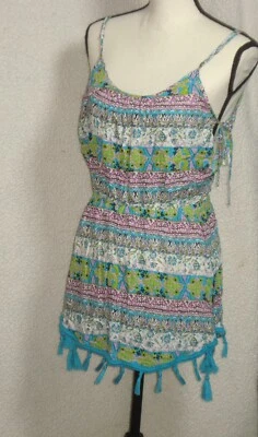 Vestido VICTORIA SECRET MULTICOLOR Mameluco Natación Cubrir Borla Flecos Talla S Foto 1 de 2