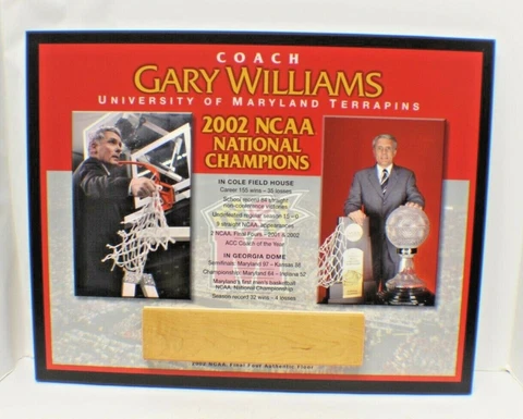2002 MARYLAND TERRAPINS BASKETBALL PIECE OF NATIONAL CHAMPIONSHIP FLOOR PLAQUE Cover