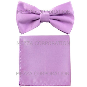 Nuevo juego de corbata para hombre preatada sólida 100% poliéster formal boda graduación lavanda - Imagen 1 de 6