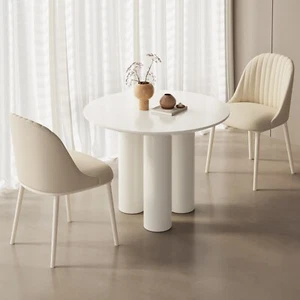 39.37" White Round Dining Table, Modern Kitchen Table, Small End Table - Picture 1 of 15