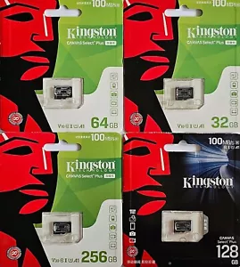 Kingston canvas select plus 32GB 64GB 128GB 256GB Micro SD Card class 10 UHS-1 - Picture 1 of 6