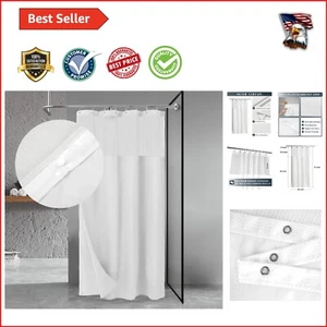 Luxury 48x72 Inch Waffle Weave Shower Curtain Set - Hotel Style & Mesh Window - Picture 1 of 9