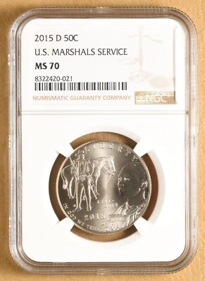 2015 D U.S. Marshals Service Commemorative Half Dollar NGC MS70 - Image 1 of 2