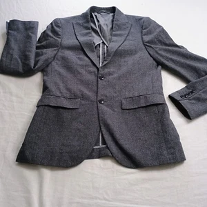 Vintage Mens DKNY Tweed Jacket Size 38L Grey Blazer Lined Button Slim Fit - Picture 1 of 10