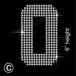 "0" Sports Jersey Number Rhinestone Transfer Hotfix Iron on Motif + Free Gift - Picture 1 of 10