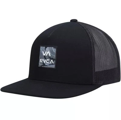 RVCA VA All The Way Print 男式卡车司机帽黑色 MAHW3RVP 均码全新 — 第 1/4 张图片