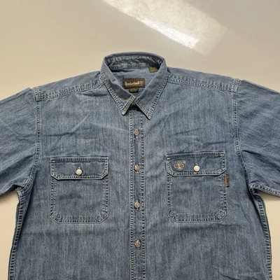 Camisa vaquera Timberland azul para hombre grande vintage Y2K manga corta vintage Foto 1 de 4